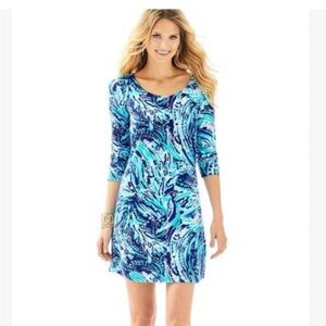 Lilly Pulitzer Tammy Crash The Bash fitted knit dress NWT XXS $138 blue paisley